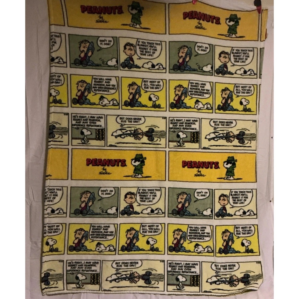 Berkshire Blanket Peanuts Linus‎ Snoopy Comic Strip 100% Polyester Throw 55x70